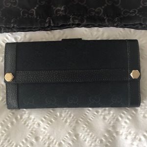 Gucci GG leather and canvas wallet